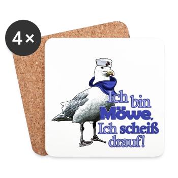 Lustige Möwe mit Spruch - Scheiß drauf! - Untersetzer (4er-Set) - Weiß - Vorne