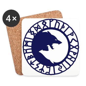 loup_runes_flocage - Dessous de verre (lot de 4) - blanc - Devant