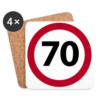 70 Anniversaire - Dessous de verre (lot de 4) - blanc - Devant