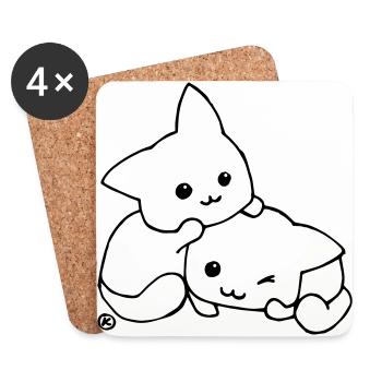 Katzenliebe - Untersetzer (4er-Set) - Weiß - Vorne