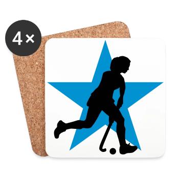 hockey_woman_c_2c - Untersetzer (4er-Set) - Weiß - Vorne