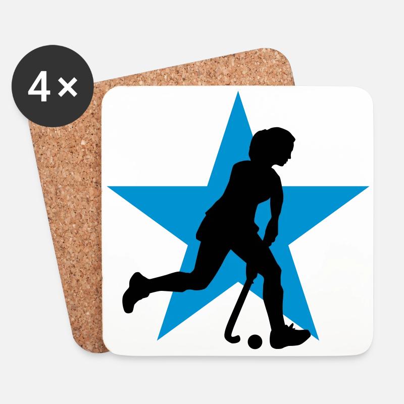 hockey_woman_c_2c - Untersetzer (4er-Set) - Weiß