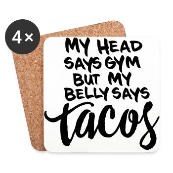 TACOS & GYM - Coasters (set of 4) - white - Front
