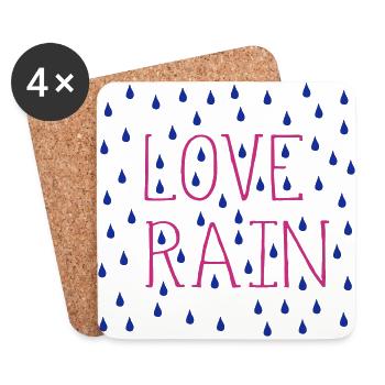 LOVE RAIN TYPO RAINDORPS - Coasters (set of 4) - white - Front