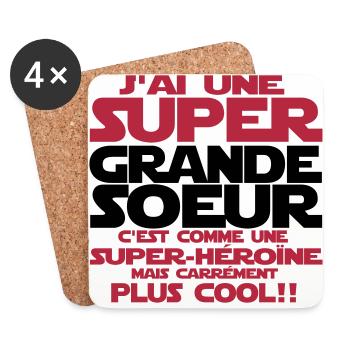 j'ai une super grande sœur - Dessous de verre (lot de 4) - blanc - Devant