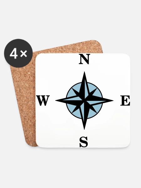 Compass - Coasters (set of 4) - white