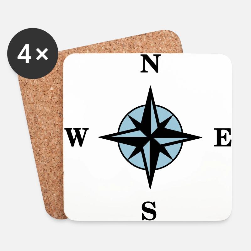 Compass - Coasters (set of 4) - white