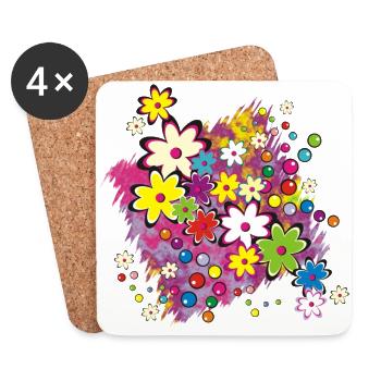 Flower Power - Untersetzer (4er-Set) - Weiß - Vorne