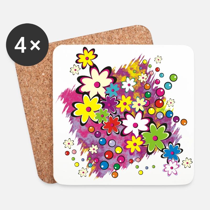 Flower Power - Untersetzer (4er-Set) - Weiß
