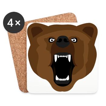 Bear / Bear / Медвед / aggressive - Coasters (set of 4) - white - Front