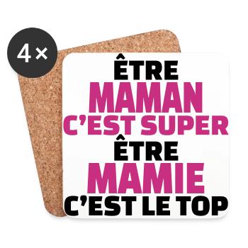 être maman c'est super être mamie c'est le top - Dessous de verre (lot de 4) - blanc - Devant