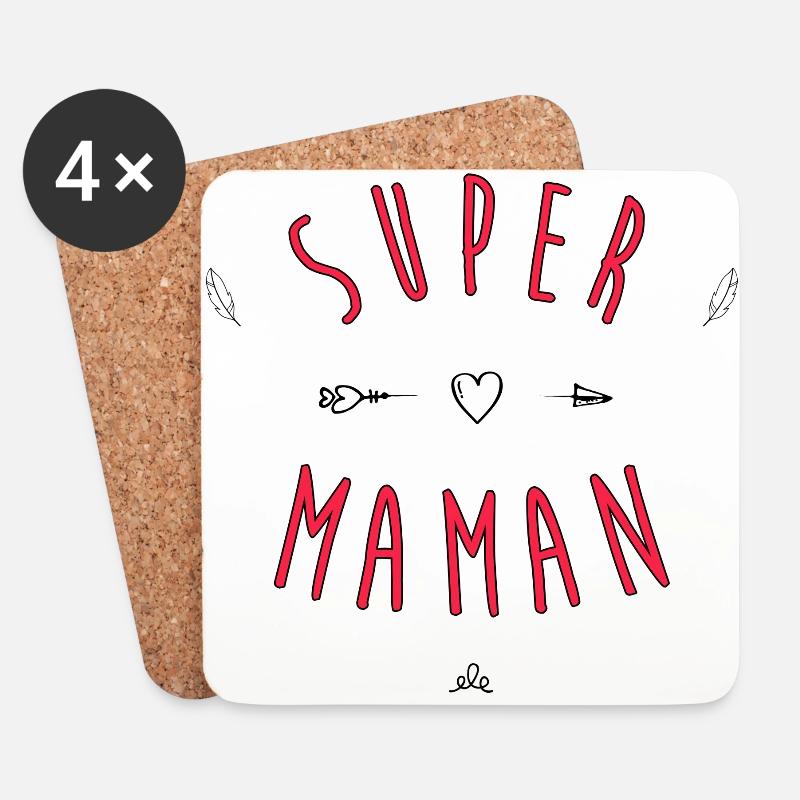 Super mom - Untersetzer (4er-Set) - Weiß