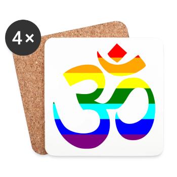 Regenbogen Om Zeichen - Untersetzer (4er-Set) - Weiß - Vorne