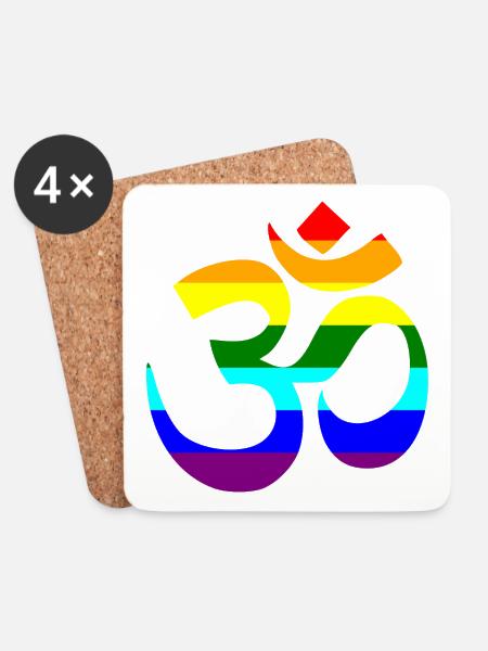 Regenbogen Om Zeichen - Untersetzer (4er-Set) - Weiß