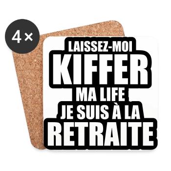 laissez-moi kiffer ma life je suis à la retraite - Dessous de verre (lot de 4) - blanc - Devant