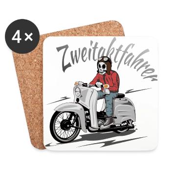 Simson Schwalbe Zweitaktfahrer - Untersetzer (4er-Set) - Weiß - Vorne