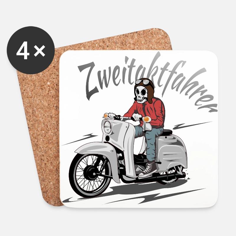Simson Schwalbe Zweitaktfahrer - Untersetzer (4er-Set) - Weiß