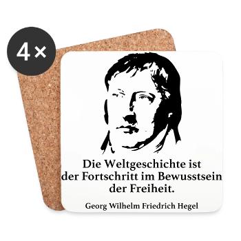 Hegel: Die Weltgeschichte ist der Fortschritt im - Untersetzer (4er-Set) - Weiß - Vorne