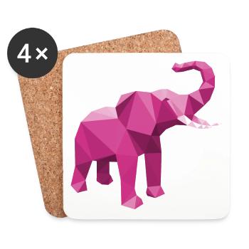 Elefant Pink mit stylischem LowPoly Effekt - Untersetzer (4er-Set) - Weiß - Vorne