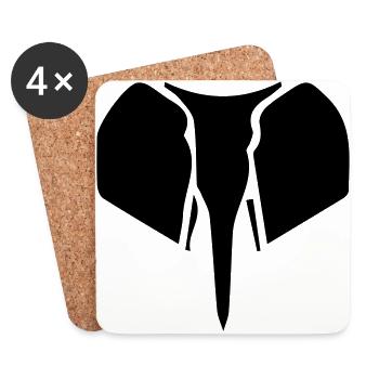 Elephant silhouette - Coasters (set of 4) - white - Front