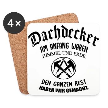 Dachdecker- Am Anfang waren Himmel und Erde - Untersetzer (4er-Set) - Weiß - Vorne