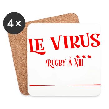 Rugby à XIII virus cadeau sport - Dessous de verre (lot de 4) - blanc - Devant