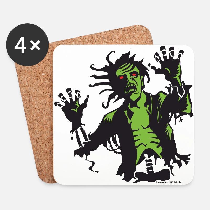 Zombie Attacke - Untersetzer (4er-Set) - Weiß