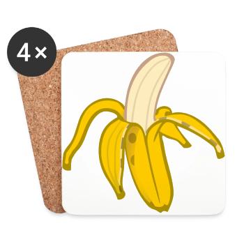banane - Dessous de verre (lot de 4) - blanc - Devant