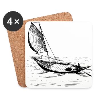 paddle boat sail boat rowboat sailboat23 - Coasters (set of 4) - white - Front