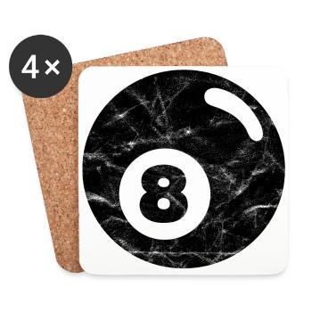 Billiard billiard ball black eight eight vintage - Coasters (set of 4) - white - Front