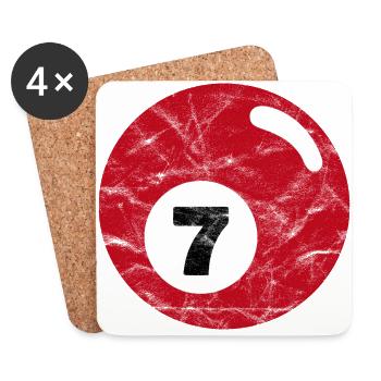 Billard Billardkugel dunkelrot sieben seven - Untersetzer (4er-Set) - Weiß - Vorne