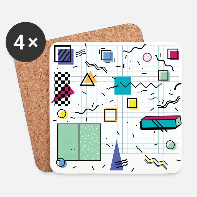 Eldram's Eighties Abstract 01 - Coasters (set of 4) - white
