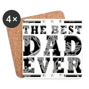 Cadeau Fête des pères Père meilleur papa Papa d'anniversaire - Dessous de verre (lot de 4) - blanc - Devant