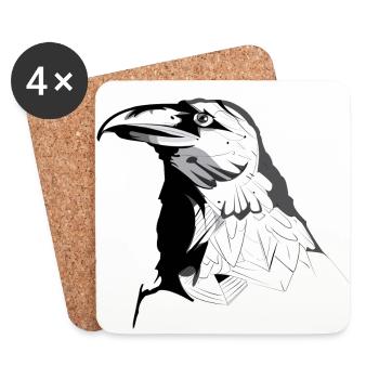 Crow - Coasters (set of 4) - white - Front