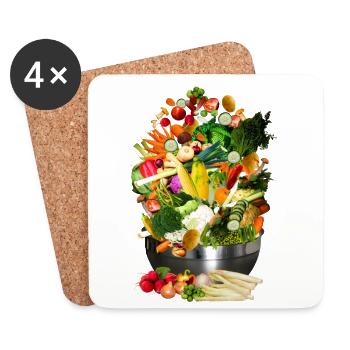 Manger nourriture légumes fruits cuisine - Dessous de verre (lot de 4) - blanc - Devant