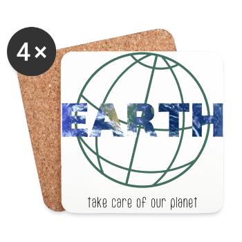 Planetenlinien Erde Schriftzug Umwelt Geschenkidee - Untersetzer (4er-Set) - Weiß - Vorne