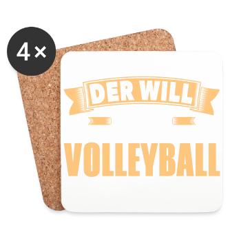 Der will nur Volleyball spielen - Untersetzer (4er-Set) - Weiß - Vorne
