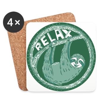 Relax - Green sloth - Coasters (set of 4) - white - Front
