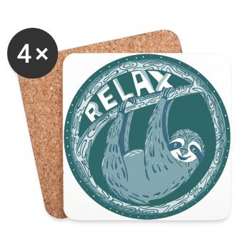 RELAX - blue sloth - Coasters (set of 4) - white - Front