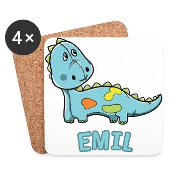 enfant drôle de dinosaure d'anniversaire cadeau Emil - Dessous de verre (lot de 4) - blanc - Devant