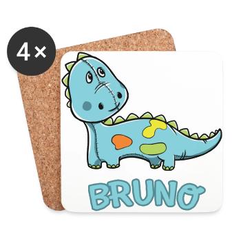Dinosaurier lustig Kind Bruno Geschenk Geburtstag - Untersetzer (4er-Set) - Weiß - Vorne