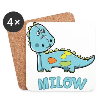 Dinosaurier lustig Kind Milow Geschenk Geburtstag - Untersetzer (4er-Set) - Weiß - Vorne