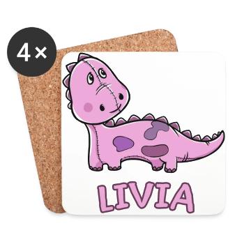 enfant drôle de dinosaure d'anniversaire cadeau Livia - Dessous de verre (lot de 4) - blanc - Devant