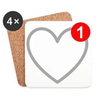 Amour - Message - SMS - Love - Dessous de verre (lot de 4) - blanc - Devant