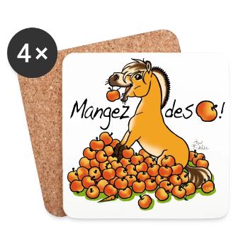 Fjord mangez des pommes! (texte noir) - Dessous de verre (lot de 4) - blanc - Devant