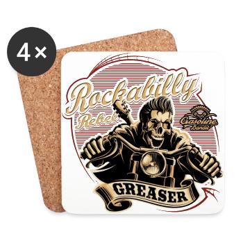Rockabilly Rebel Gasoline Bandit Greaser Biker - Untersetzer (4er-Set) - Weiß - Vorne