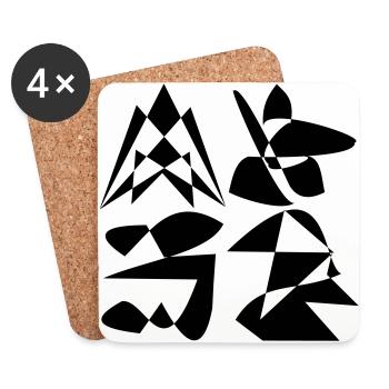 Motive quatre chiffres en noir et blanc - Dessous de verre (lot de 4) - blanc - Devant