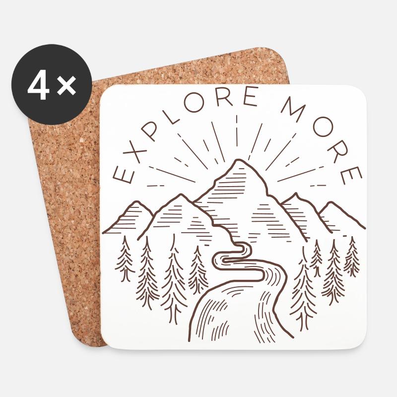 Explore more - Coasters (set of 4) - white