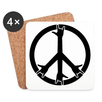 Paix et Rock! - Dessous de verre (lot de 4) - blanc - Devant