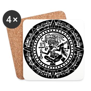 Mayan Calendar - Black - Coasters (set of 4) - white - Front